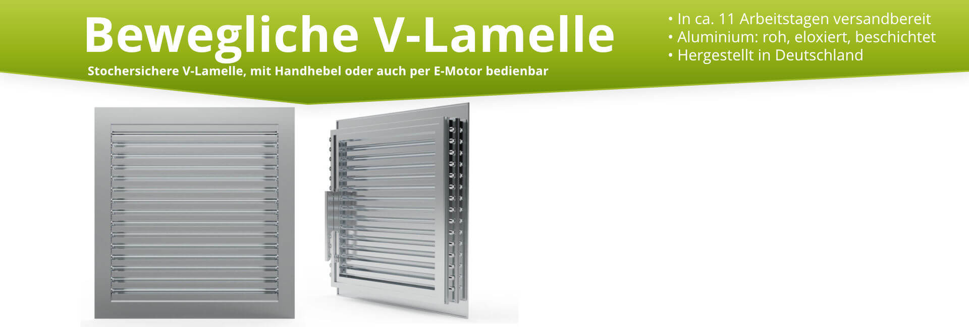 Lamellengiter mit beweglicher V-Lamelle Lamellengiter mit beweglicher V-Lamelle
